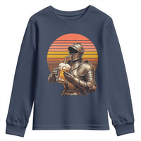 Funny Medieval Renaissance Drinker Youth Sweatshirt Vintage Knight In Armor Beer Lover