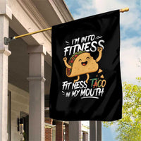 Funny Mexican Food Lover Garden Flag I Am Into Fitness Taco In My Mouth - Wonder Print Shop