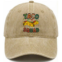 Taco Squad Washed Cotton Baseball Cap Funny Mexican Food Lovers Gift