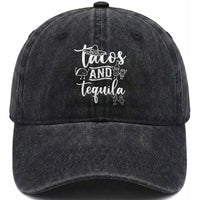 Tacos And Tequila Lover Washed Cotton Baseball Cap Funny Humor Gift
