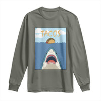Funny Tacos Lover Long Sleeve Shirt Shark Attack Humor Gift - Wonder Print Shop