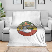 Mexican Food Lover Gift Throw Blanket Funny Shark Eating Tacos - Wonder Print Shop