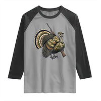 Funny Camo Turkey Hunter Rifle Gift Raglan Shirt - Wonder Print Shop