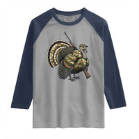 Funny Camo Turkey Hunter Rifle Gift Raglan Shirt - Wonder Print Shop