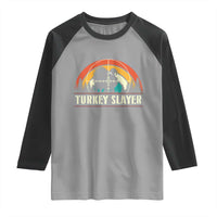 Turkey Slayer Raglan Shirt Vintage Sunset Hunting Season Gift - Wonder Print Shop