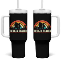 Turkey Slayer Tumbler With Handle Vintage Sunset Hunting Season Gift - Wonder Print Shop