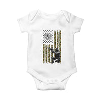 Bear Hunting Baby Onesie Camo American Flag Hunter Gift - Wonder Print Shop