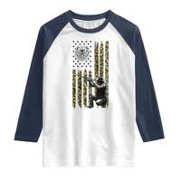 Bear Hunting Raglan Shirt Camo American Flag Hunter Gift - Wonder Print Shop