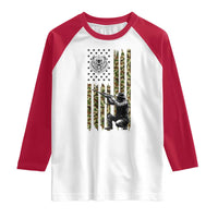 Bear Hunting Raglan Shirt Camo American Flag Hunter Gift - Wonder Print Shop