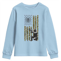 Bear Hunting Youth Sweatshirt Camo American Flag Hunter Gift - Wonder Print Shop