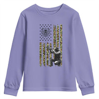 Bear Hunting Youth Sweatshirt Camo American Flag Hunter Gift - Wonder Print Shop