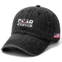 Bear Hunter Washed Cotton Baseball Cap Outdoor Adventure Gift