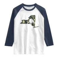 New York Bear Hunter Raglan Shirt Camo Map Hunting Season Gift - Wonder Print Shop