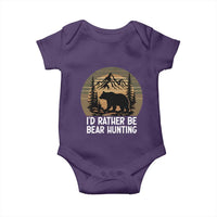 Id Rather Be Bear Hunting Baby Onesie Retro Sunset Hunter Gift - Wonder Print Shop