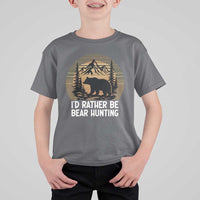 Id Rather Be Bear Hunting T Shirt For Kid Retro Sunset Hunter Gift - Wonder Print Shop