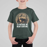 Id Rather Be Bear Hunting T Shirt For Kid Retro Sunset Hunter Gift - Wonder Print Shop