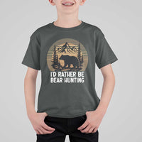 Id Rather Be Bear Hunting T Shirt For Kid Retro Sunset Hunter Gift - Wonder Print Shop