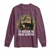 Id Rather Be Bear Hunting Long Sleeve Shirt Retro Sunset Hunter Gift - Wonder Print Shop