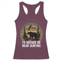 Id Rather Be Bear Hunting Racerback Tank Top Retro Sunset Hunter Gift - Wonder Print Shop