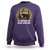 Id Rather Be Bear Hunting Sweatshirt Retro Sunset Hunter Gift - Wonder Print Shop
