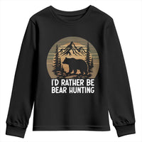 Id Rather Be Bear Hunting Youth Sweatshirt Retro Sunset Hunter Gift - Wonder Print Shop