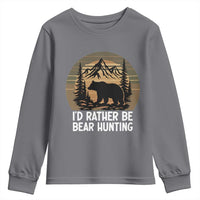 Id Rather Be Bear Hunting Youth Sweatshirt Retro Sunset Hunter Gift - Wonder Print Shop