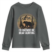 Id Rather Be Bear Hunting Youth Sweatshirt Retro Sunset Hunter Gift - Wonder Print Shop