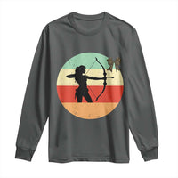 Retro Sunset Hunter Gift Long Sleeve Shirt Women Bow Hunters - Wonder Print Shop