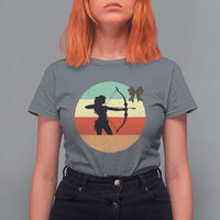 Retro Sunset Hunter Gift T Shirt For Women Women Bow Hunters - Wonder Print Shop