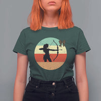 Retro Sunset Hunter Gift T Shirt For Women Women Bow Hunters - Wonder Print Shop