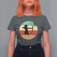 Retro Sunset Hunter Gift T Shirt For Women Women Bow Hunters - Wonder Print Shop
