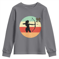 Retro Sunset Hunter Gift Youth Sweatshirt Women Bow Hunters - Wonder Print Shop