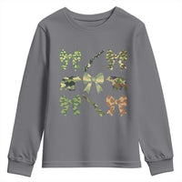 Women Bear Hunting Season Youth Sweatshirt Camo Bow Coquette Gift - Wonder Print Shop