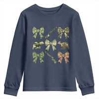 Women Bear Hunting Season Youth Sweatshirt Camo Bow Coquette Gift - Wonder Print Shop