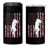 Patriotic Women Bow Hunter 4 in 1 Can Cooler Tumbler American Flag Pink Camo Gift - Wonder Print Shop