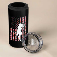 Patriotic Women Bow Hunter 4 in 1 Can Cooler Tumbler American Flag Pink Camo Gift - Wonder Print Shop