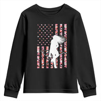Patriotic Women Bow Hunter Youth Sweatshirt American Flag Pink Camo Gift - Wonder Print Shop