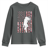 Patriotic Women Bow Hunter Youth Sweatshirt American Flag Pink Camo Gift - Wonder Print Shop