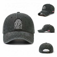 Sarcastic Dartist Gift Washed Cotton Baseball Cap Funny Oops I Darted Darts Lover