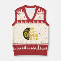 Funny Darts Retro Vintage V-Neck Knit Sweater Vest Aim Shoot Swear Repeat Dartist Gift - Wonder Print Shop