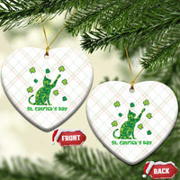 Funny St Catricks Day Ceramic Ornament Lucky Shamrock Cat Saint Pattys