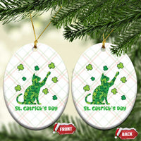 Funny St Catricks Day Ceramic Ornament Lucky Shamrock Cat Saint Pattys