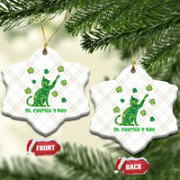 Funny St Catricks Day Ceramic Ornament Lucky Shamrock Cat Saint Pattys