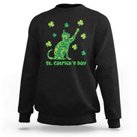Funny St Catricks Day Sweatshirt Lucky Shamrock Cat Saint Pattys