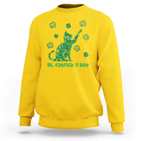 Funny St Catricks Day Sweatshirt Lucky Shamrock Cat Saint Pattys