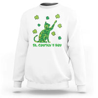 Funny St Catricks Day Sweatshirt Lucky Shamrock Cat Saint Pattys