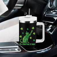 Funny St Catricks Day Tumbler With Handle Lucky Shamrock Cat Saint Pattys