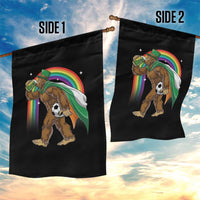 Funny Bigfoot Drinking Beer Garden Flag St Patricks Day Soccer Lover