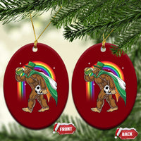 Funny Bigfoot Drinking Beer Ceramic Ornament St Patricks Day Soccer Lover