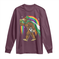 Funny Bigfoot Drinking Beer Long Sleeve Shirt St Patricks Day Soccer Lover